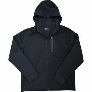 VRST Men's Full Zip Fleece Hoodie with Chest Pocket Black Large